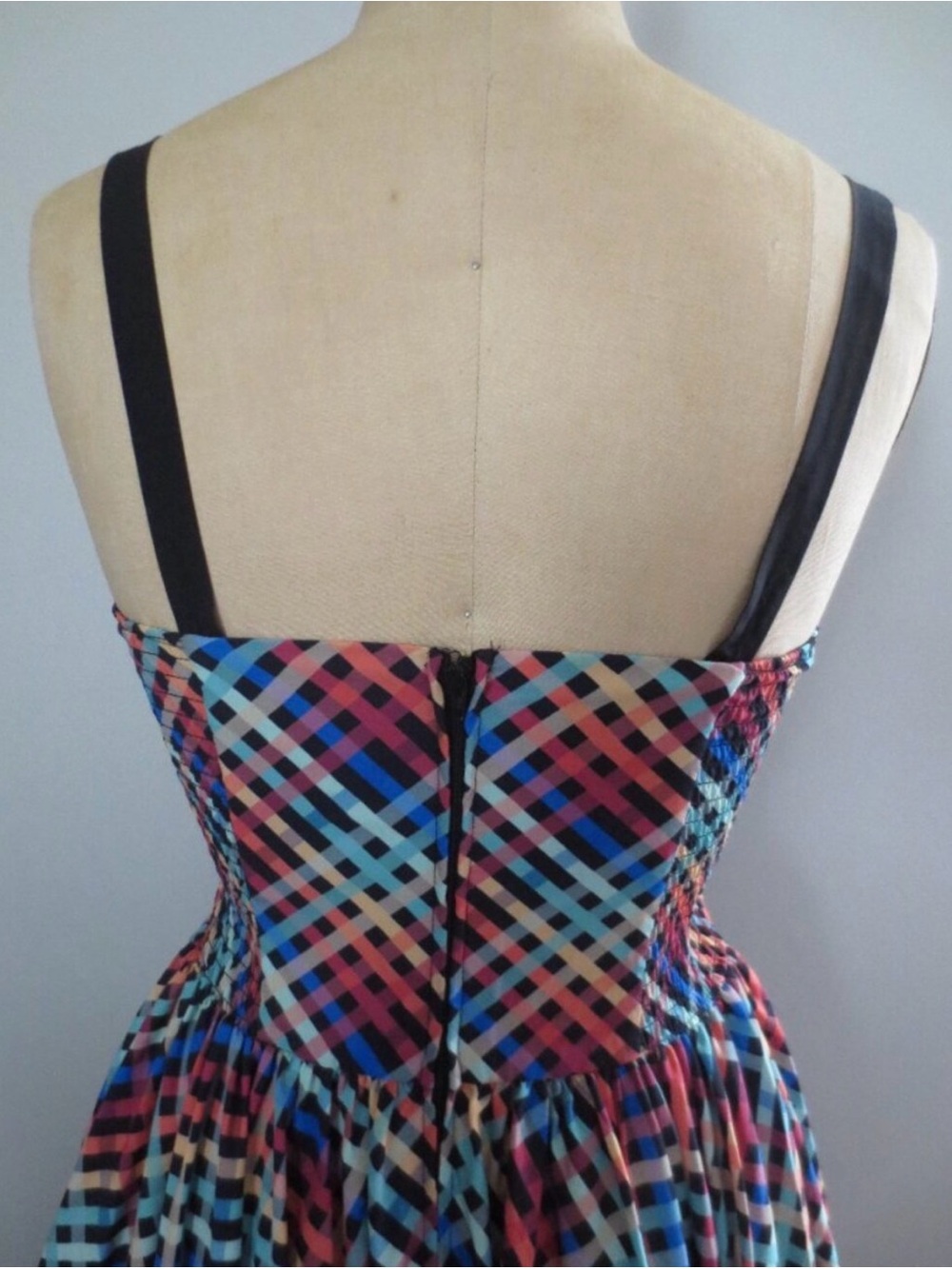 Unique Vintage NWT Madras Rainbow Print Sun Dress Retro 1940s 1950s Style sz Lg - Picture 5 of 11